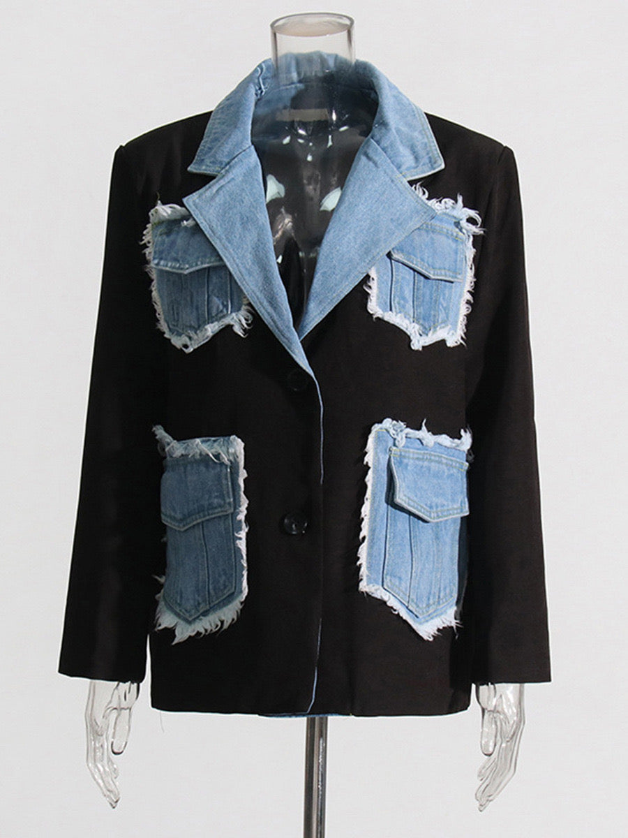 Pankh Hodor Denim Patch Work Designer Blazer