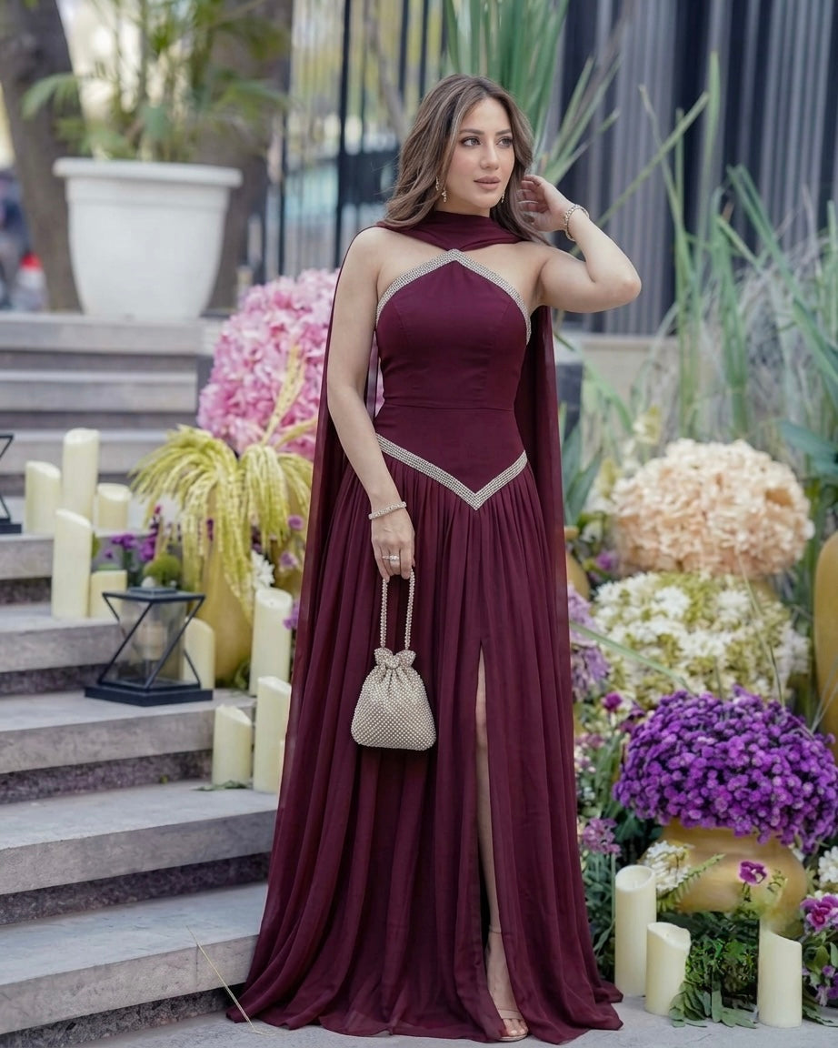 Izaya Corset Maxi Dress with Scarf