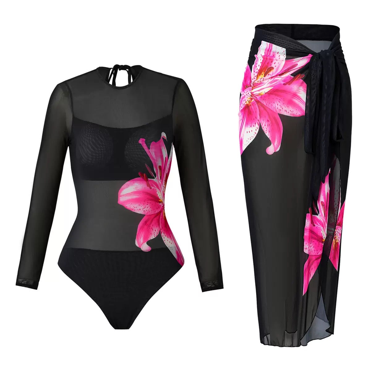 Pankh Elite Full Sleeve Monokini With Sarong Coverup