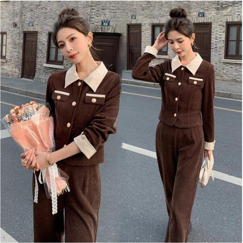 Pankh Julenna Coduroi Formal Autumn Top and Pant Coord Set