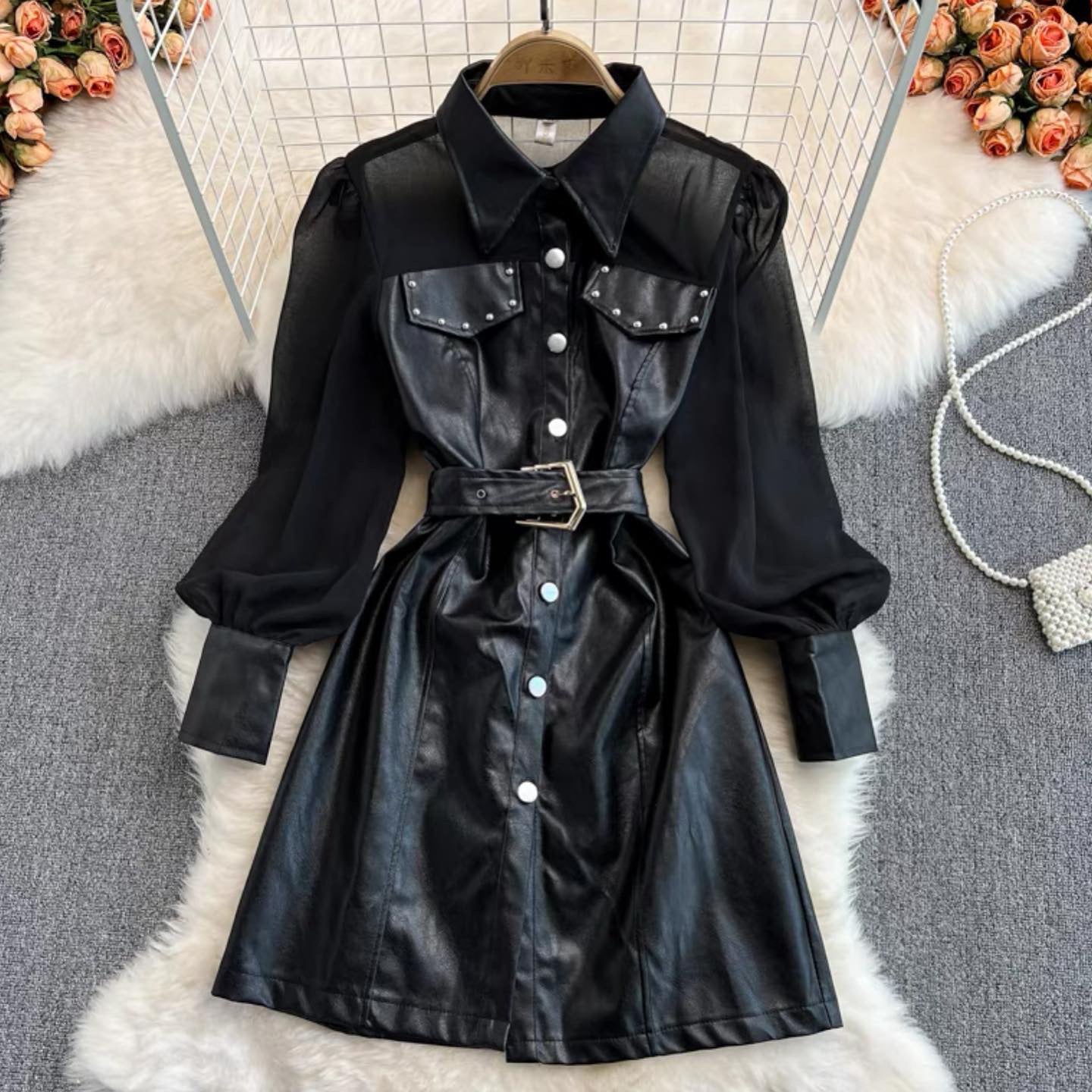 Pankh Siyona Leather Shirt Dress