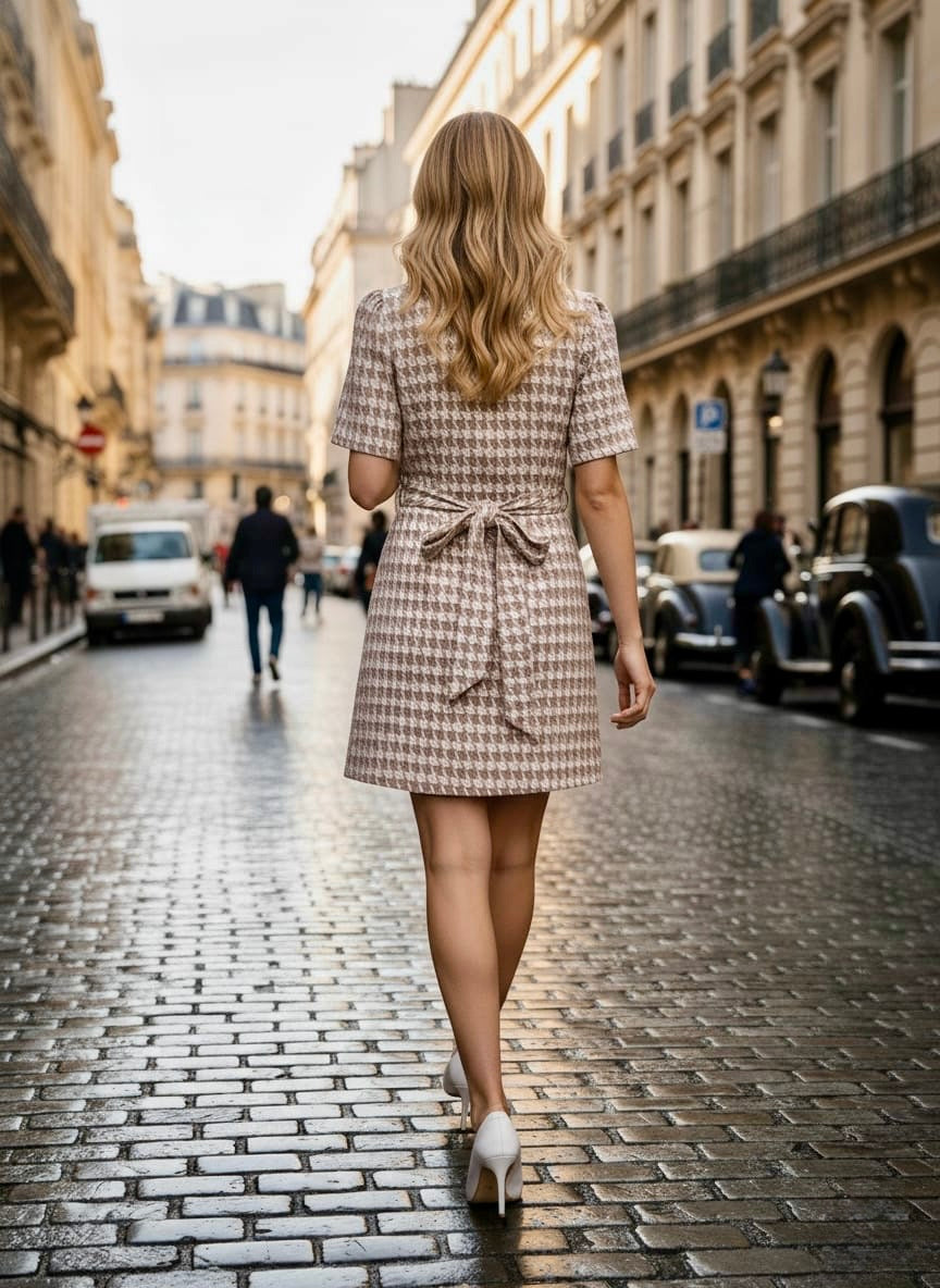 Pankh Emir Plaid Check Double Breasted Blazer Dress