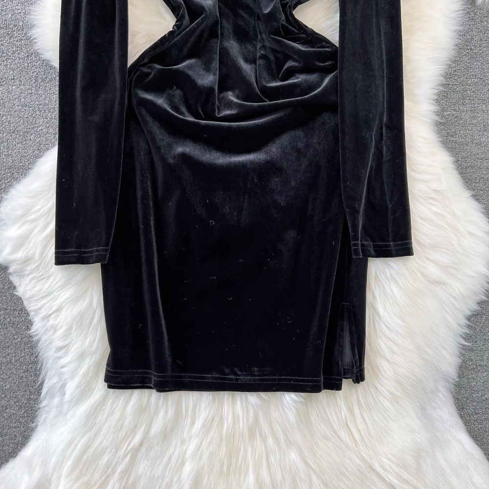Pankh Bean Pearl Detailing Velvet Party Dress