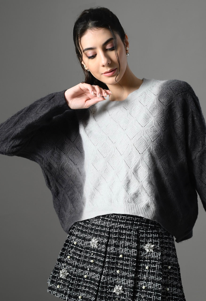 Pankh Beska Dual Shaded Luxe Cashmere Wool Ombre Sweater