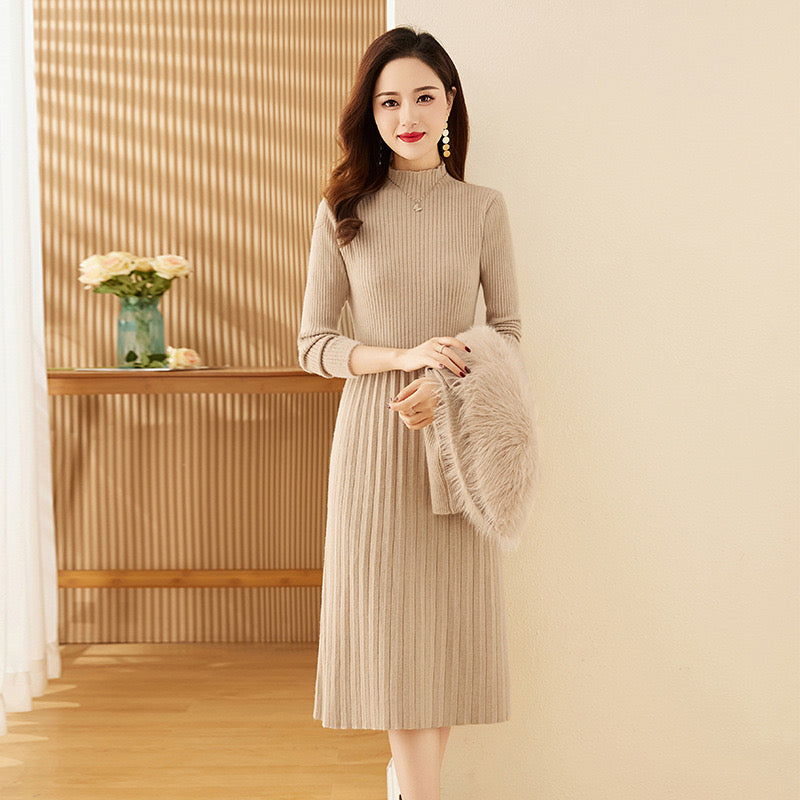 Pankh Leveda Wool Dress and Fur Collar Jacket Set