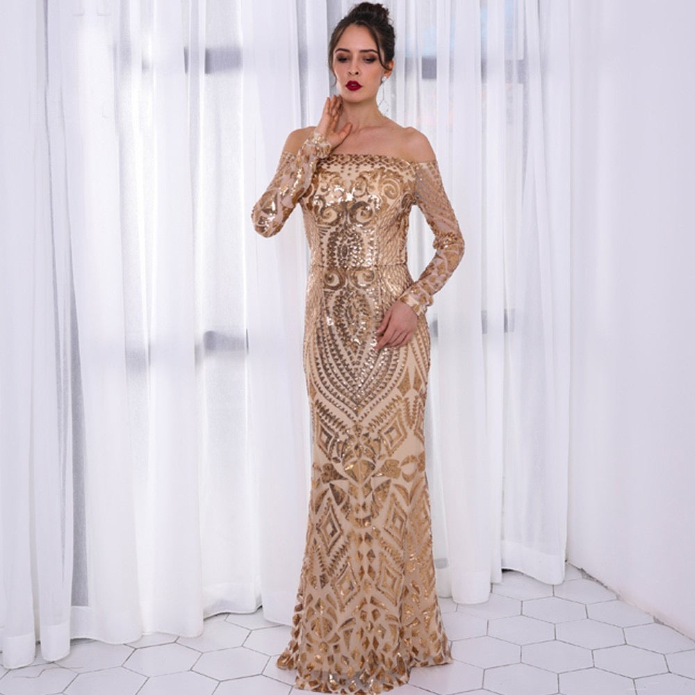 Pankh Yuri Sequin Party Cocktail Maxi Dress