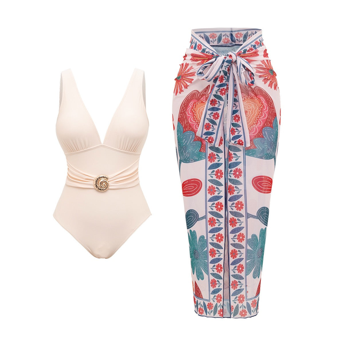 Jarvin Padded Monokini & Tie-up Cover Up Set