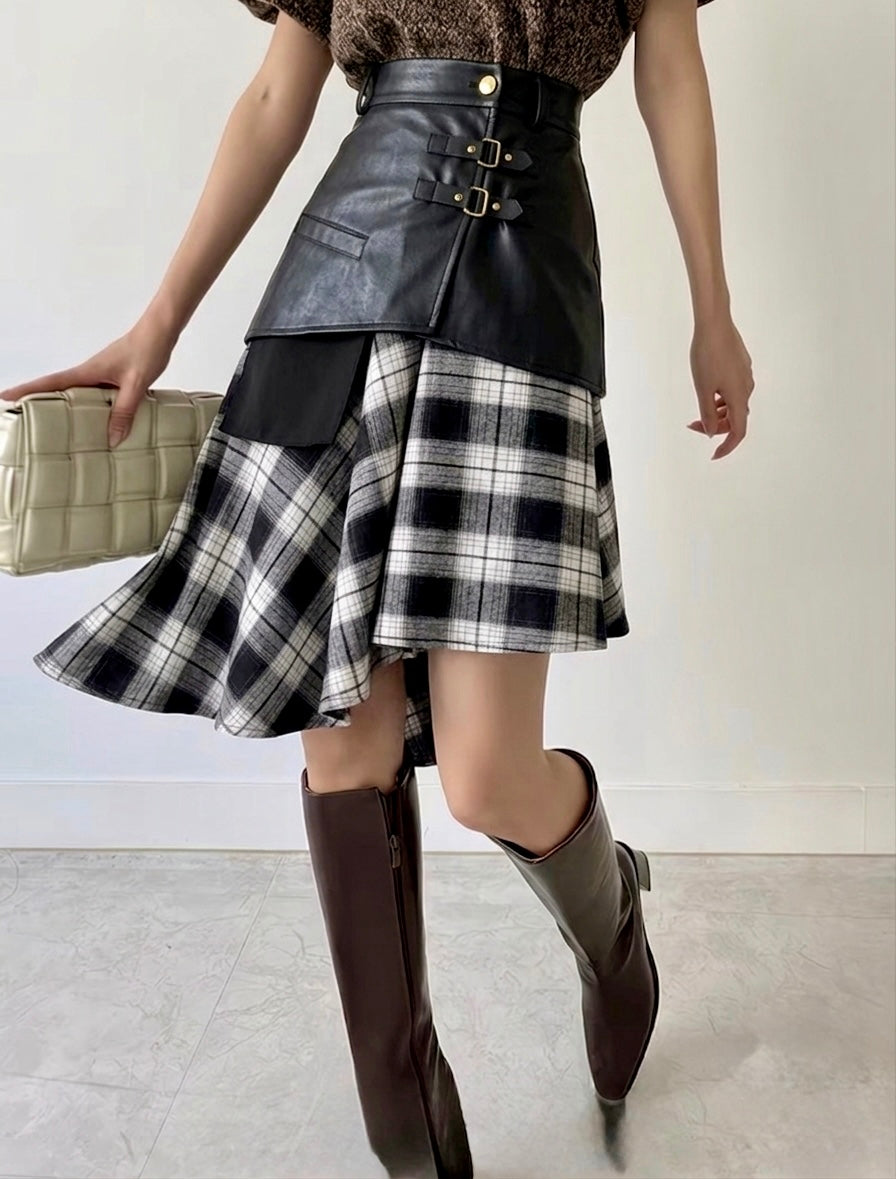 Pankh Reese Plaid Gingham Mid length Two Piece Skirt