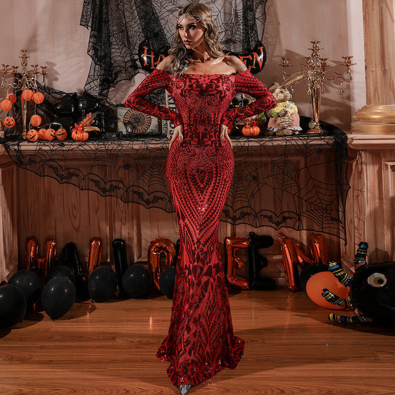 Pankh Yuri Sequin Party Cocktail Maxi Dress