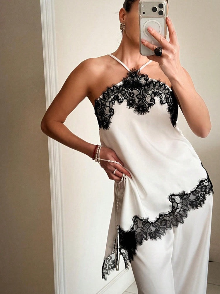 Roche Lace & Satin Elegant Coord Set