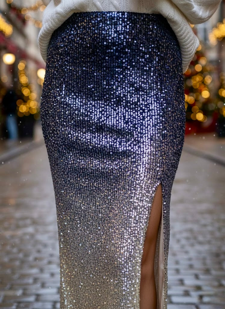 Pankh Olaya Ombre Sequin Long Skirt