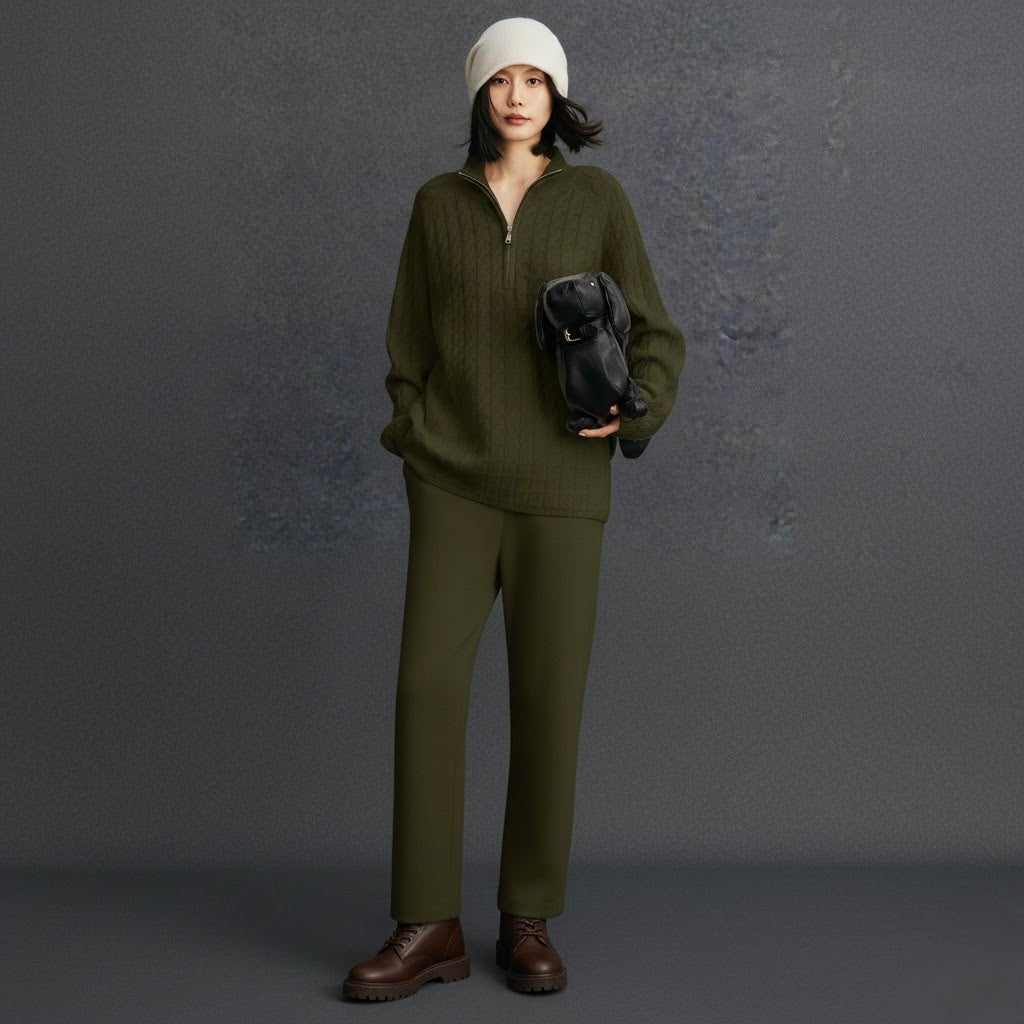 Pankh Seeso Zipper Wool Top and Pant Coord Set