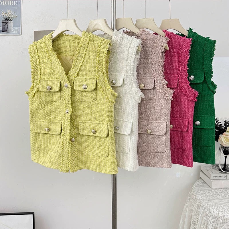 Pankh Ronnie Sleeveless Tweed Blazer Jacket