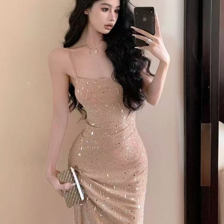 Pankh Slater Rhinestone Embelished Bodycon Maxi Party Wear Dress