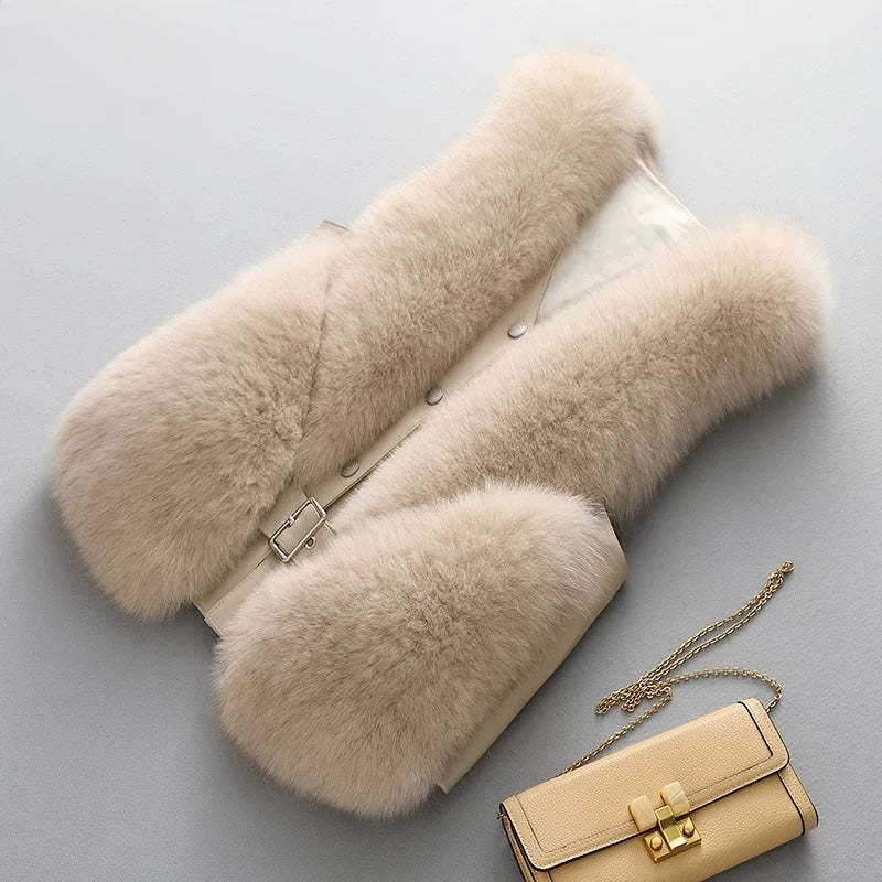 Pankh Rudy Fur and Leather Sleeveless Formal Jacket