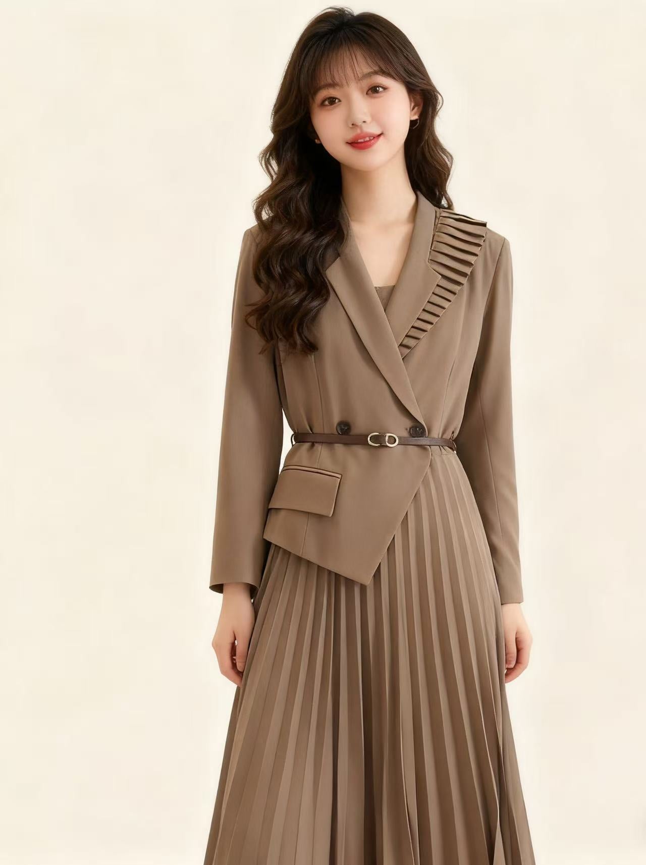 Sirella Luxe Formal Pleated Blazer Dress