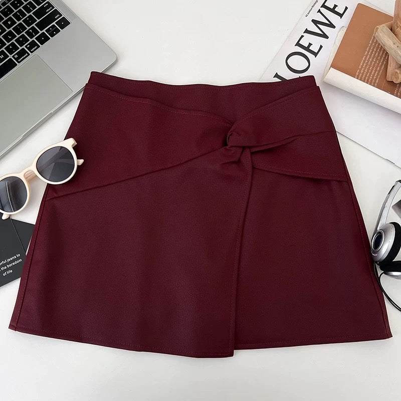 Pankh Rebo Pu Leather Mini Skort