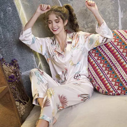 Pankh Bunila Half Sleeve Satin Night Suit Set