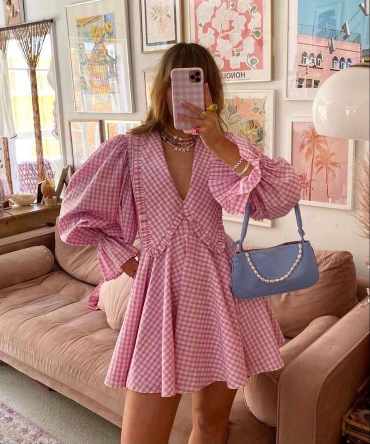 Pankh Azerry Cute Flaired Gingham Mini Dress