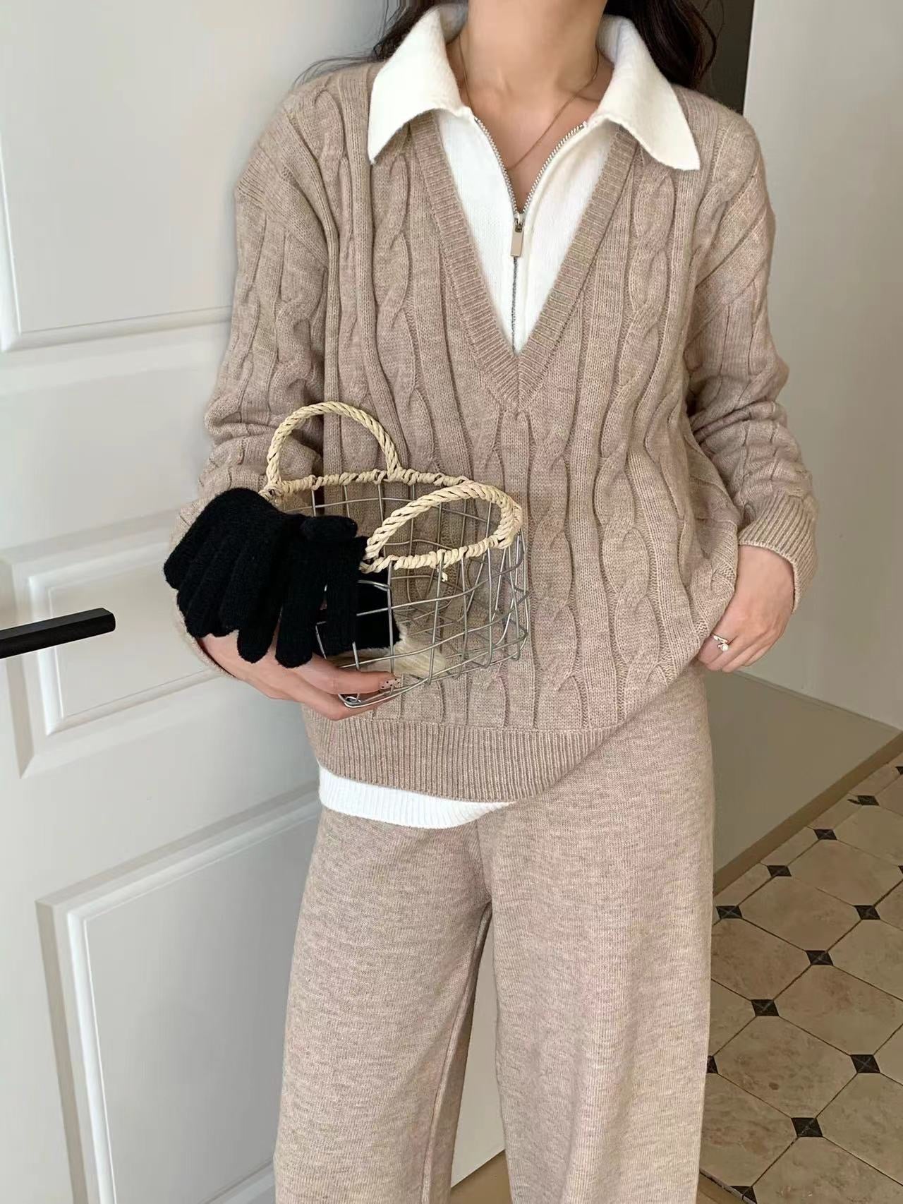 Pankh Lamode Luxe Zipper Woolen Top and Pant Coord Set