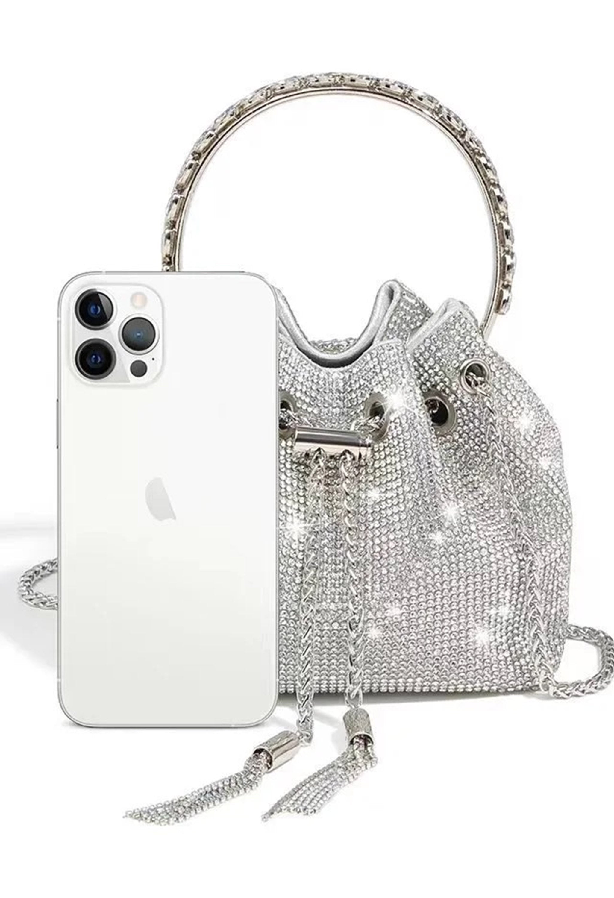 Pankh Crystal Rhinestone Stone Studded Party Clutch/ Handbags