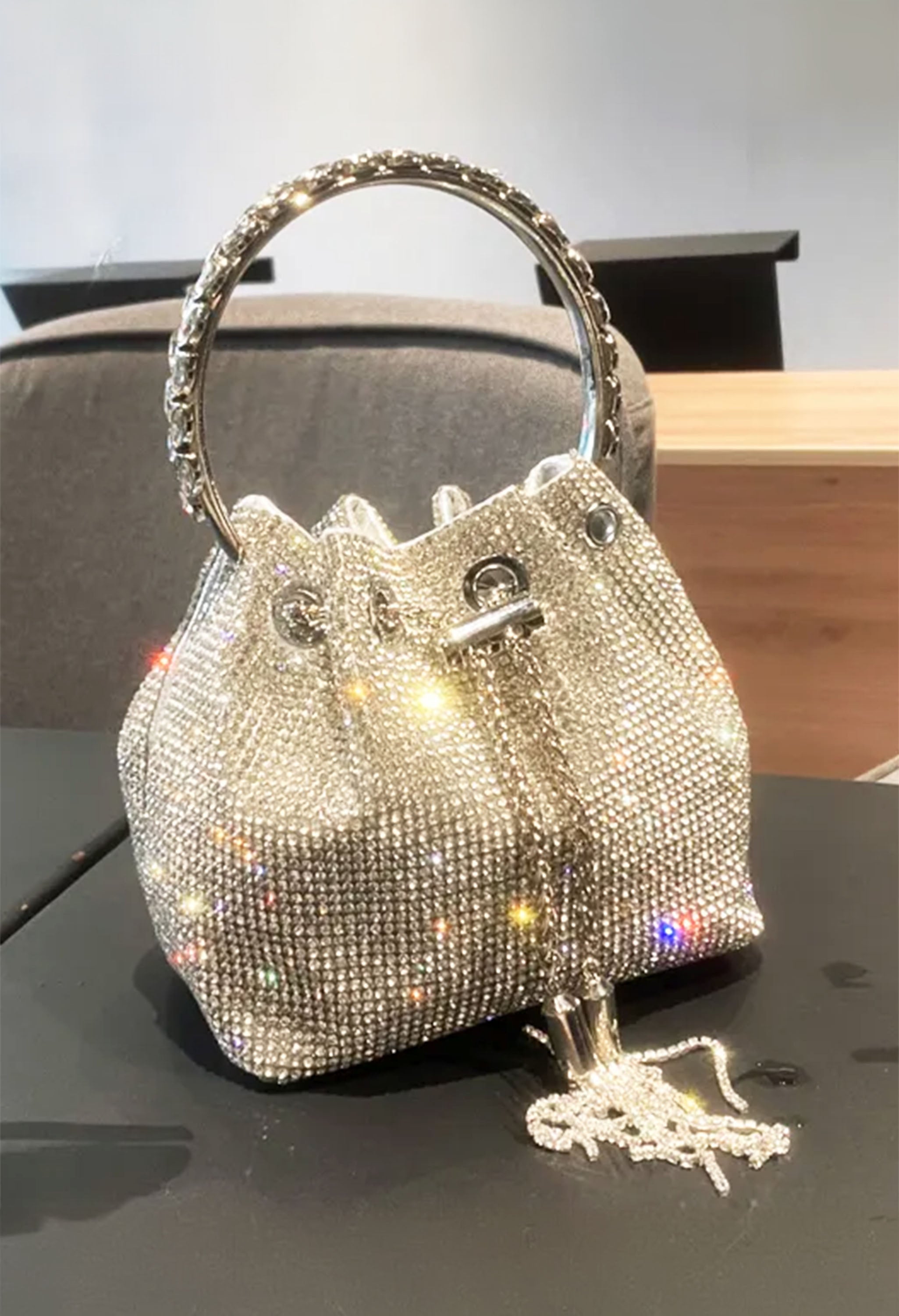 Pankh Crystal Rhinestone Stone Studded Party Clutch/ Handbags