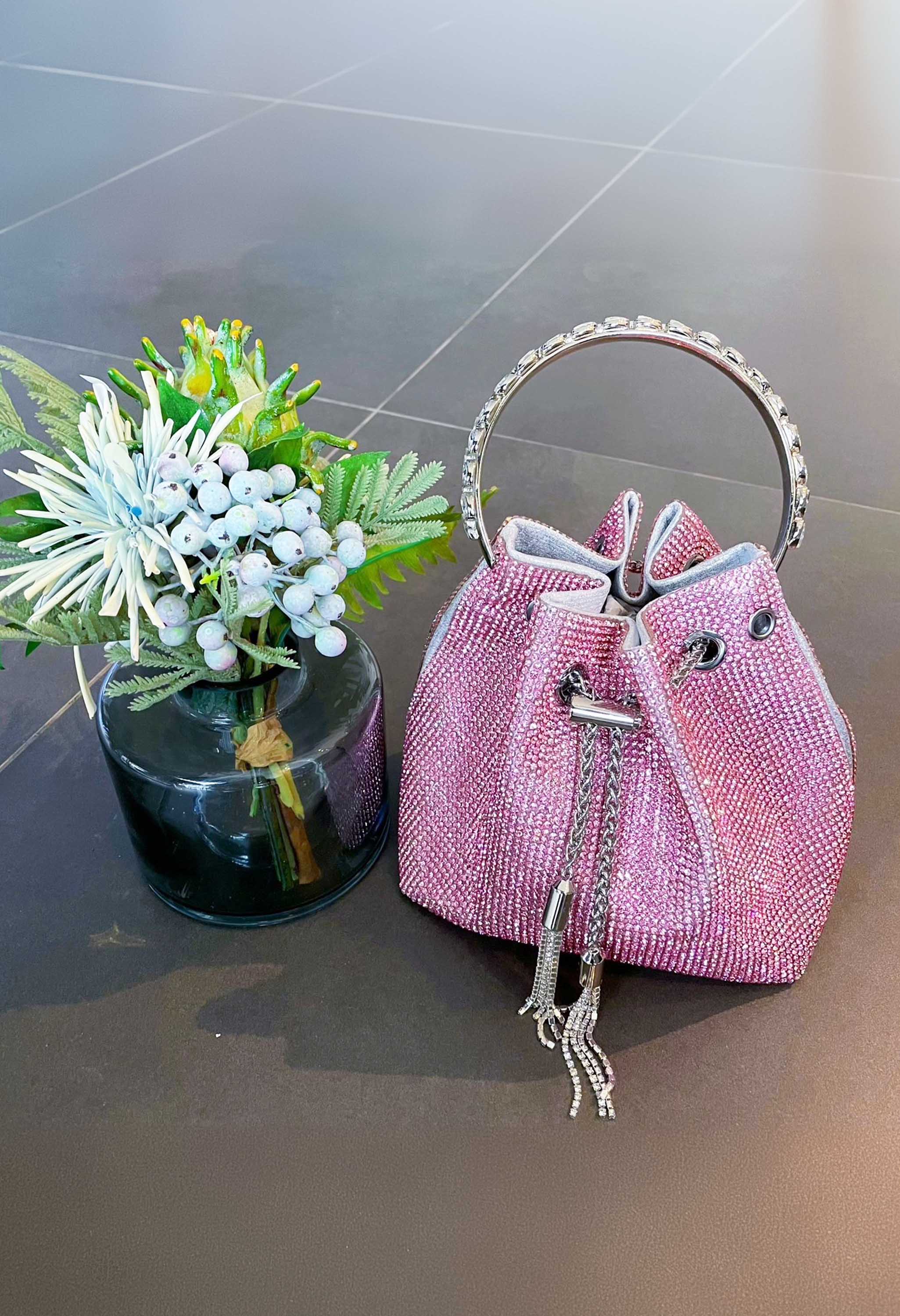 Pankh Crystal Rhinestone Stone Studded Party Clutch/ Handbags