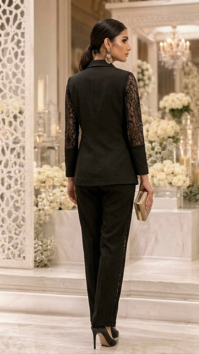 Kimaan Lace Blazer and Pant Coord Set