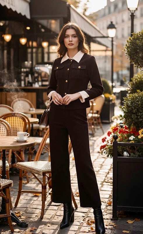 Pankh Julenna Coduroi Formal Autumn Top and Pant Coord Set