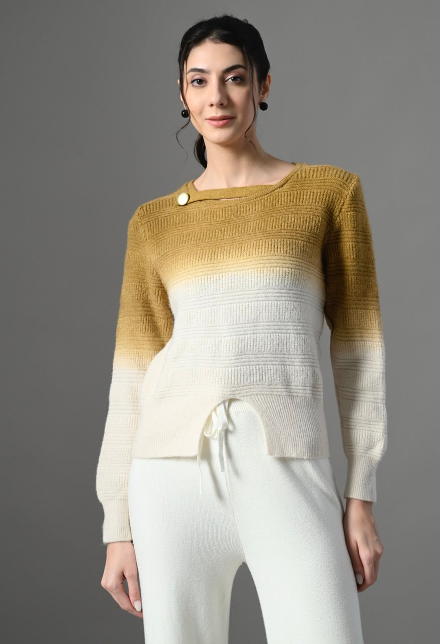 Pankh Luxury Tessor Dual Shade Ombre Cashmere Wool Sweater