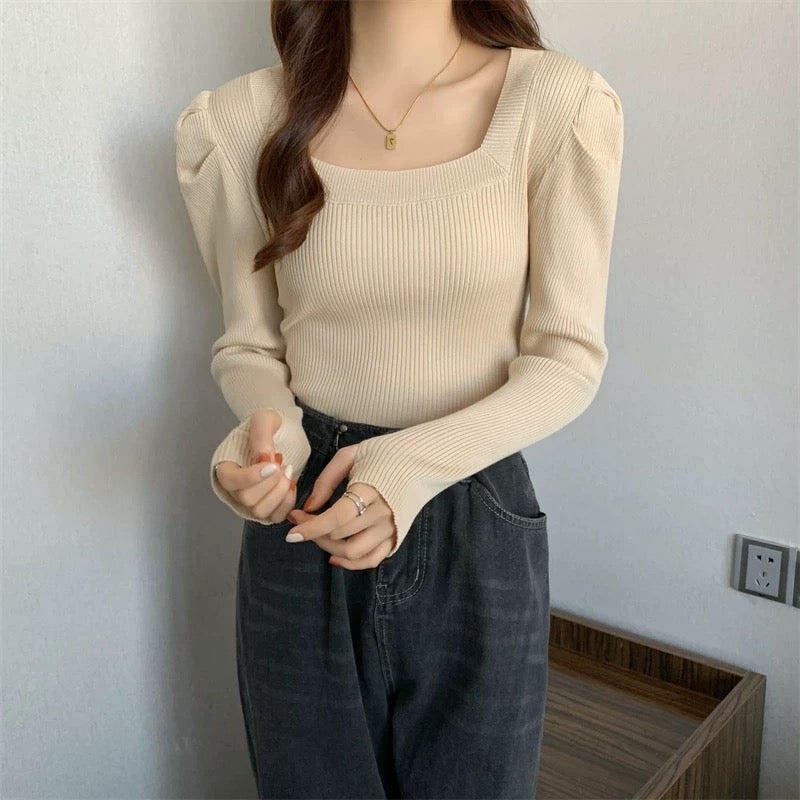 Pankh Wemby Knit Top with Thumbhole Long and Puff Sleeve