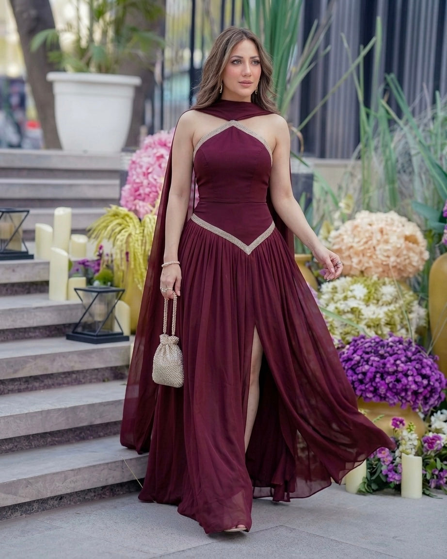 Izaya Corset Maxi Dress with Scarf