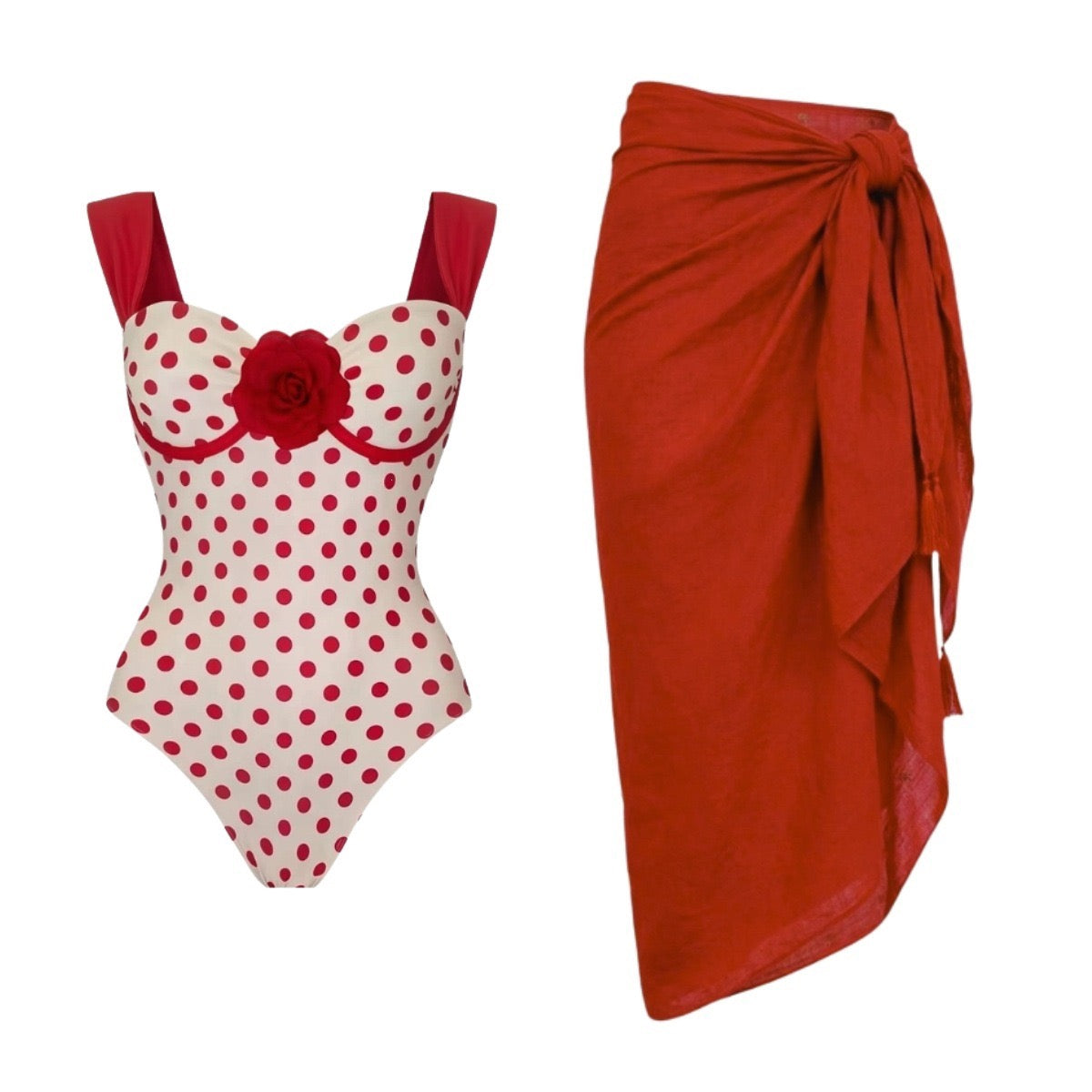 Tremo Polka Dot Monokini and Sarong Set