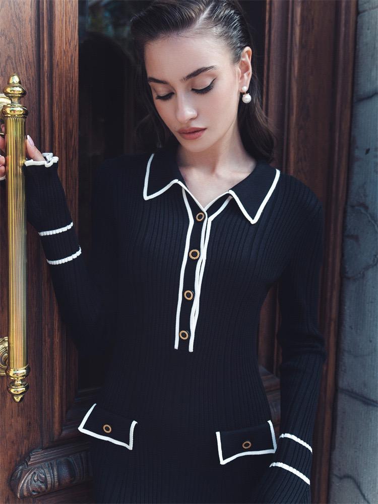 Pankh Emin Trim Ruffle Knit Bodycon Dress