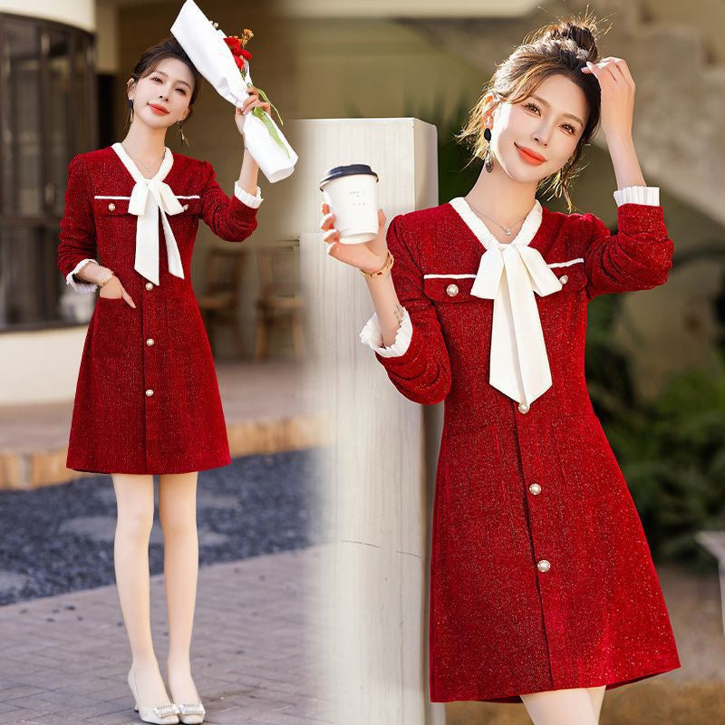 Pankh Mikoro Tweed Bow Tie Formal Short Dress