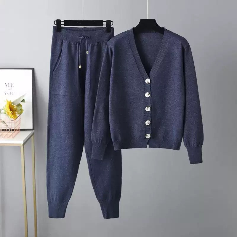 Pankh Taazo Piece Knitted Open Cardigan Style Coord Set