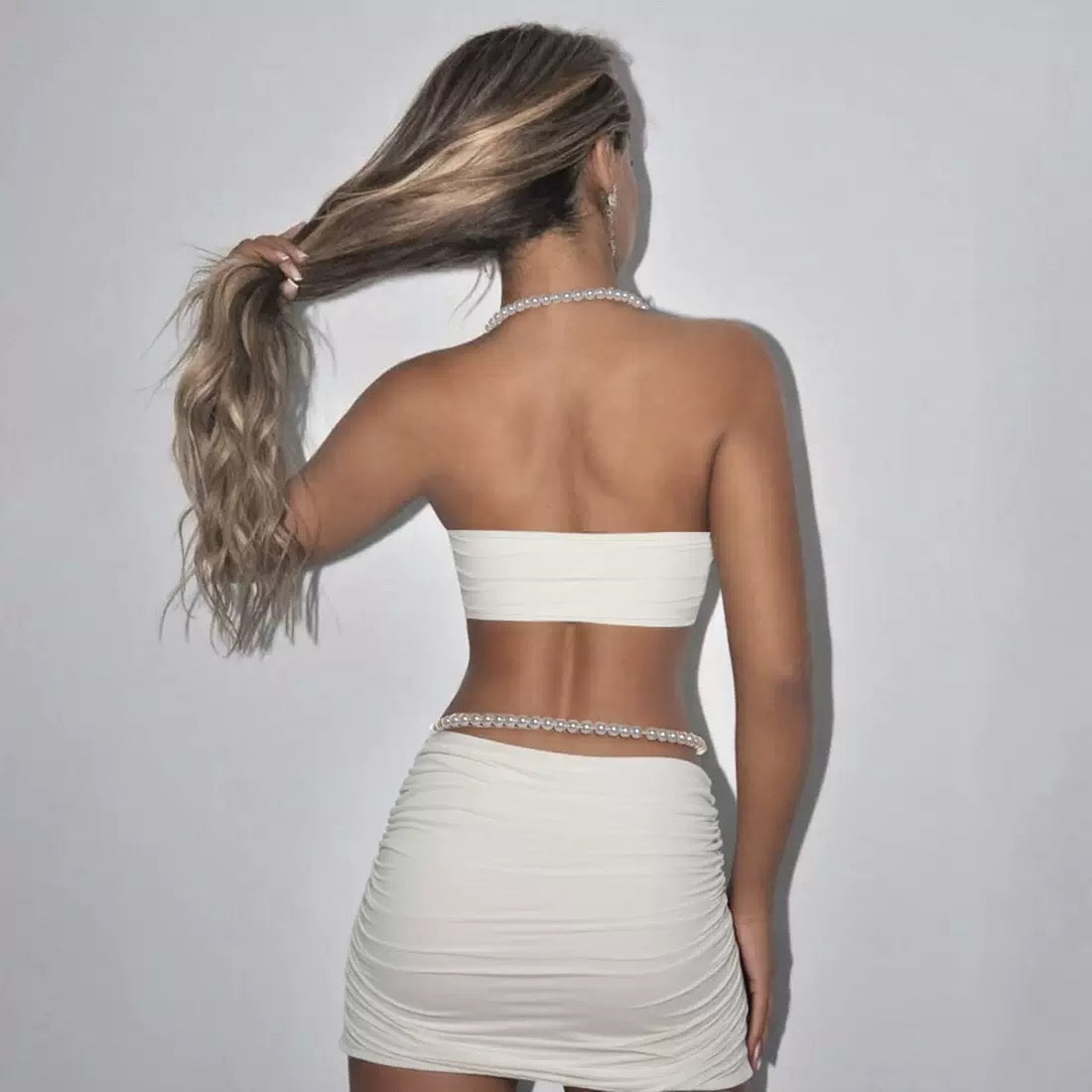 Pankh Aurelia Pearl Embellished High Fashion Mesh Co-ord Set