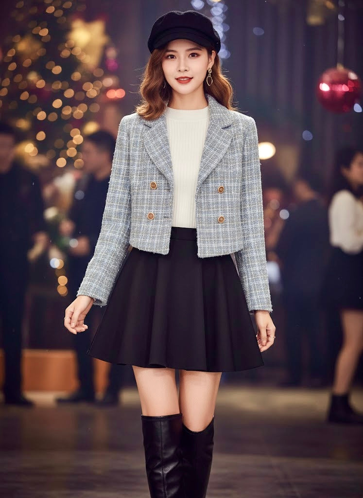 Pankh Tez Tweed Formal Short Blazer Coat