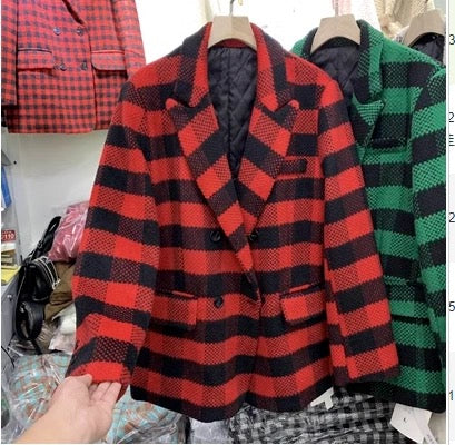 Pankh Magg Check Plaid Woolen Blazer Coat