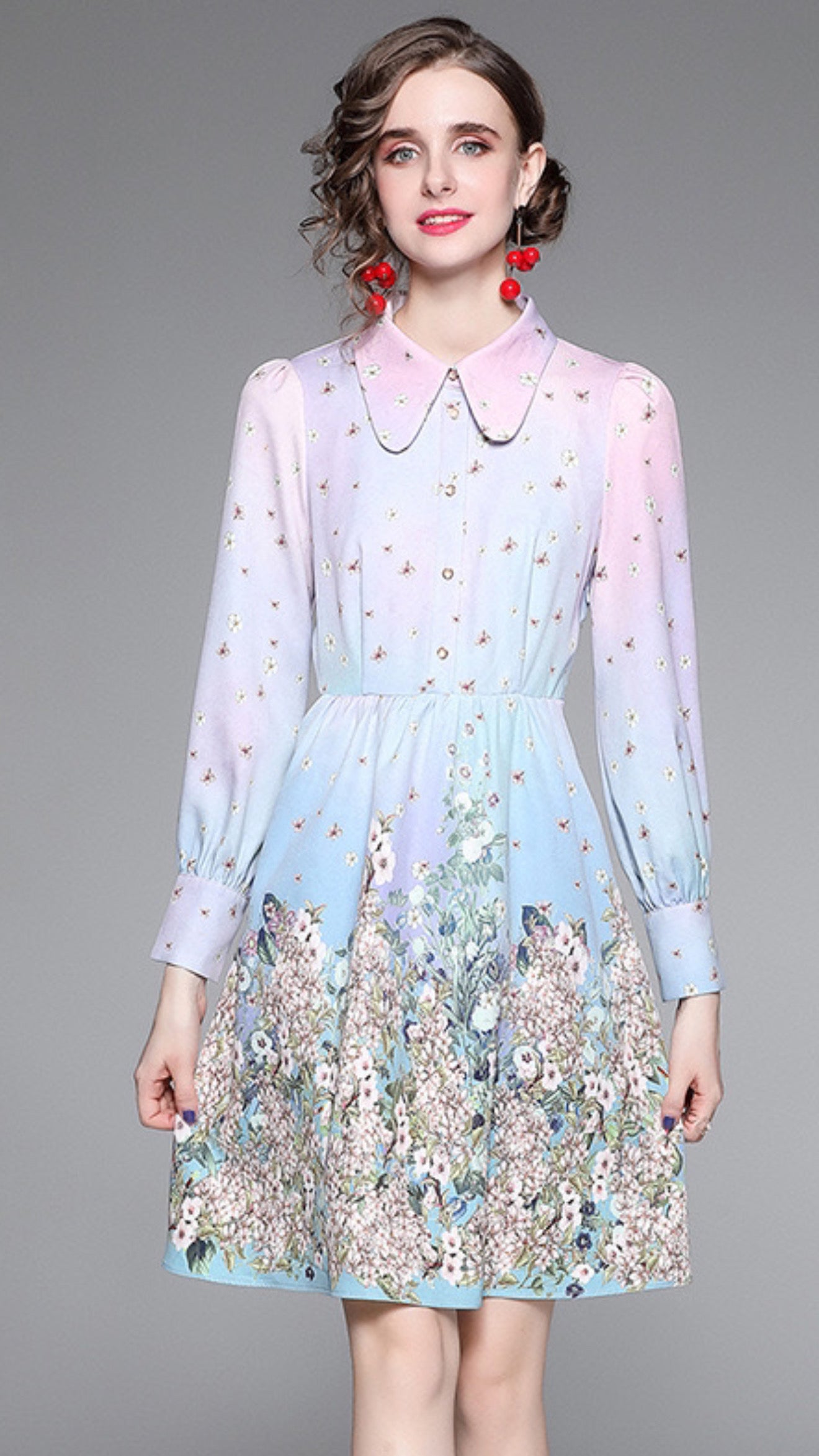 Pankh Fossett Floral Short Formal Dress