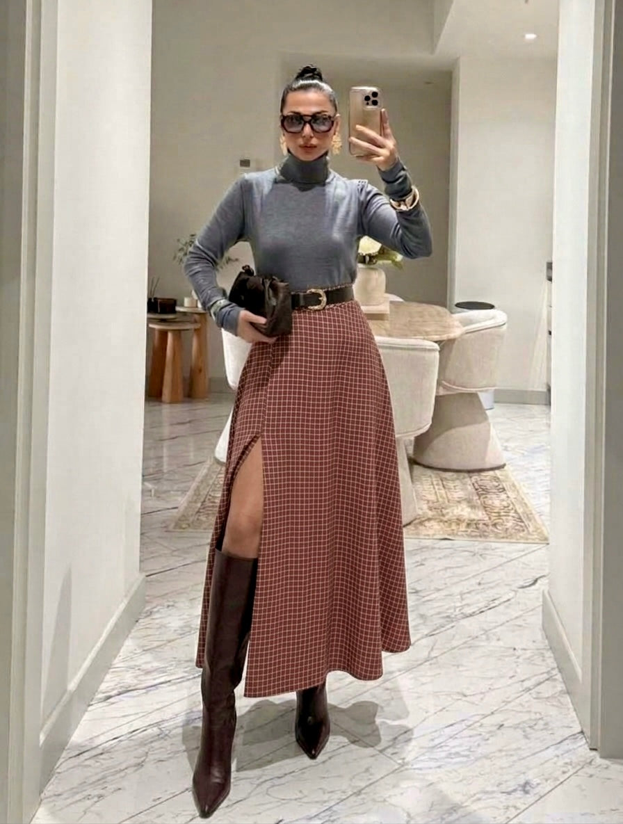 Pankh Cilly Plaid Check Skirt