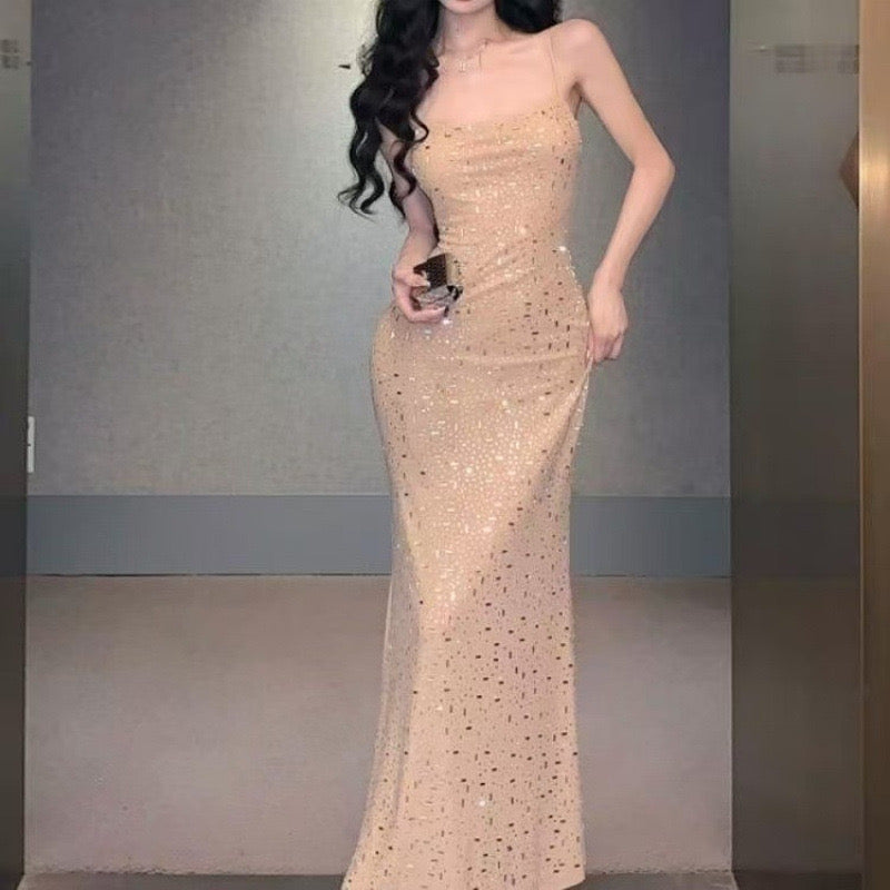 Pankh Slater Rhinestone Embelished Bodycon Maxi Party Wear Dress