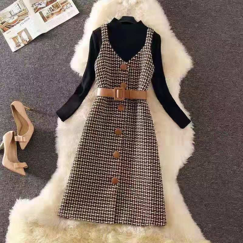 Pankh Lanch Tweed Wool Formal Dress and Top Set