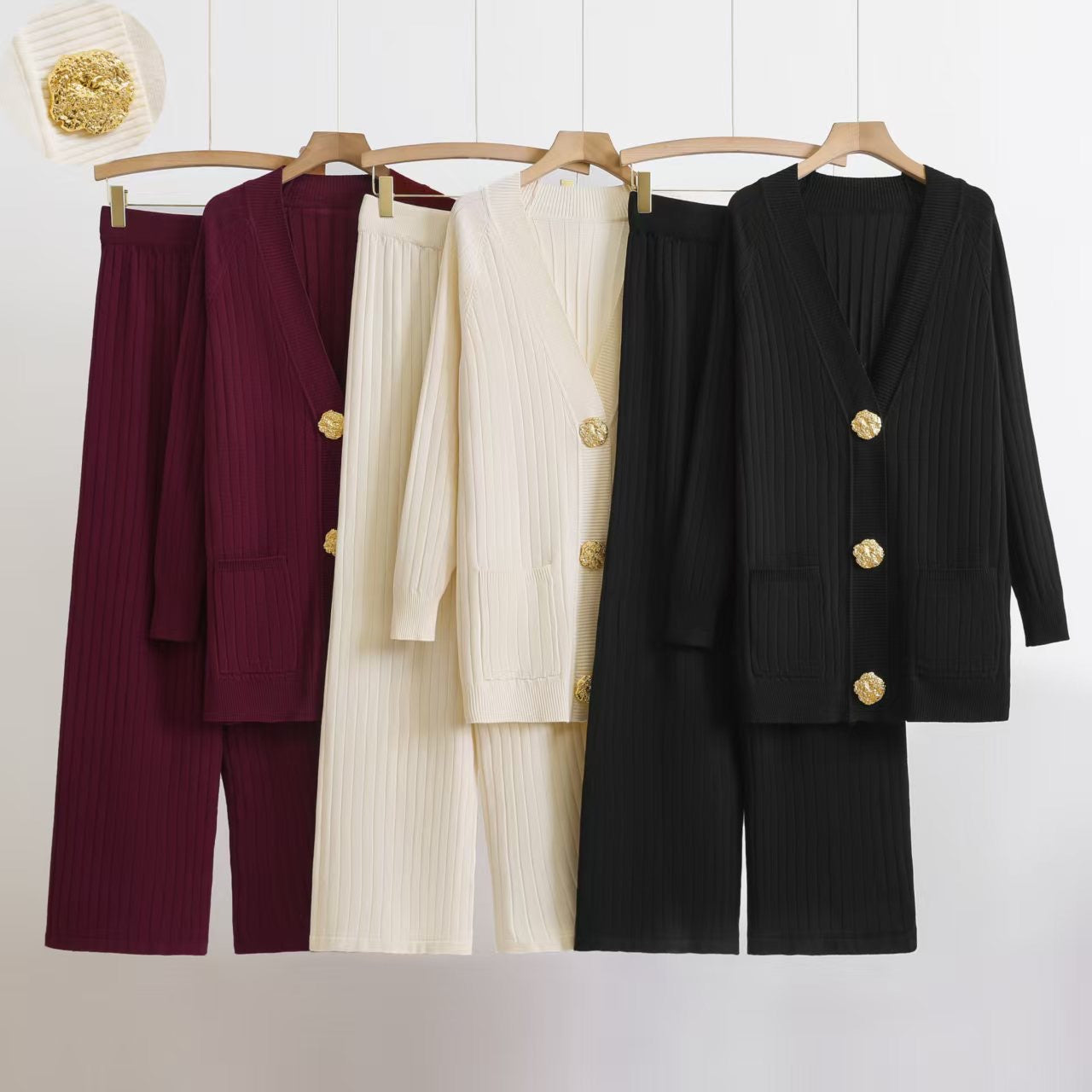 Pankh Dermy Formal Woolen Coord Set with Designer Buttons