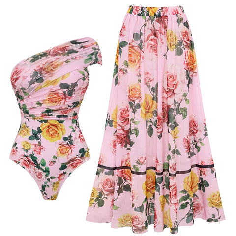 Pankh Ponelo Floral Padded Monokini and Skirt Swimwear Set
