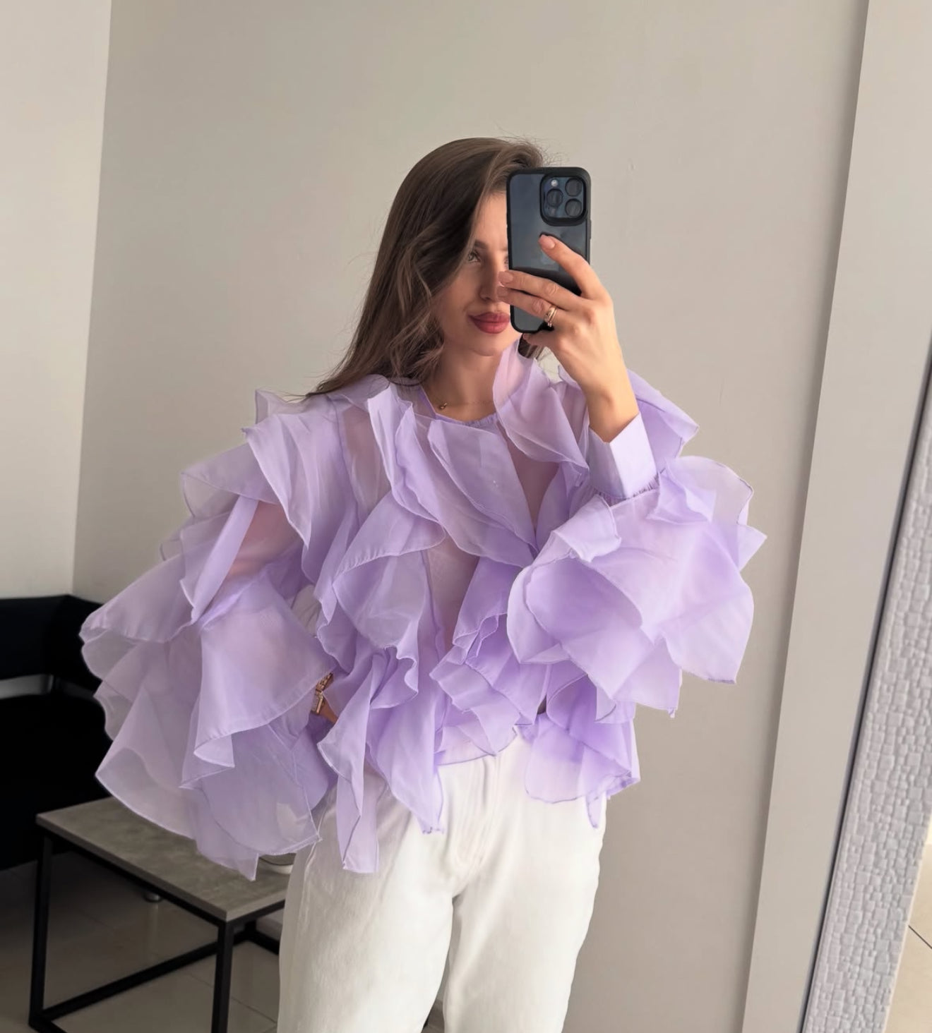 Pankh Sisi Ruffle Organza Shirt Top