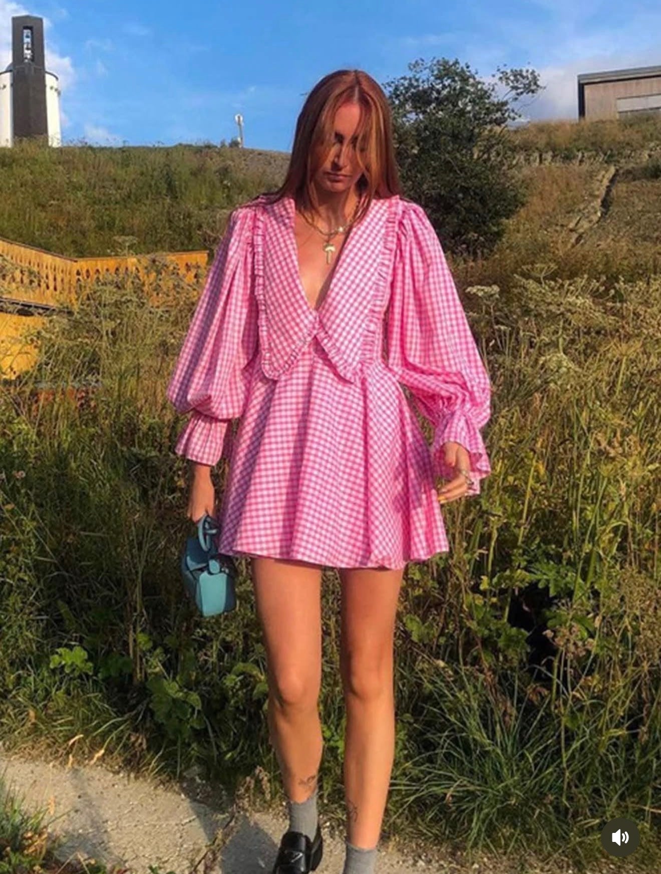 Pankh Azerry Cute Flaired Gingham Mini Dress