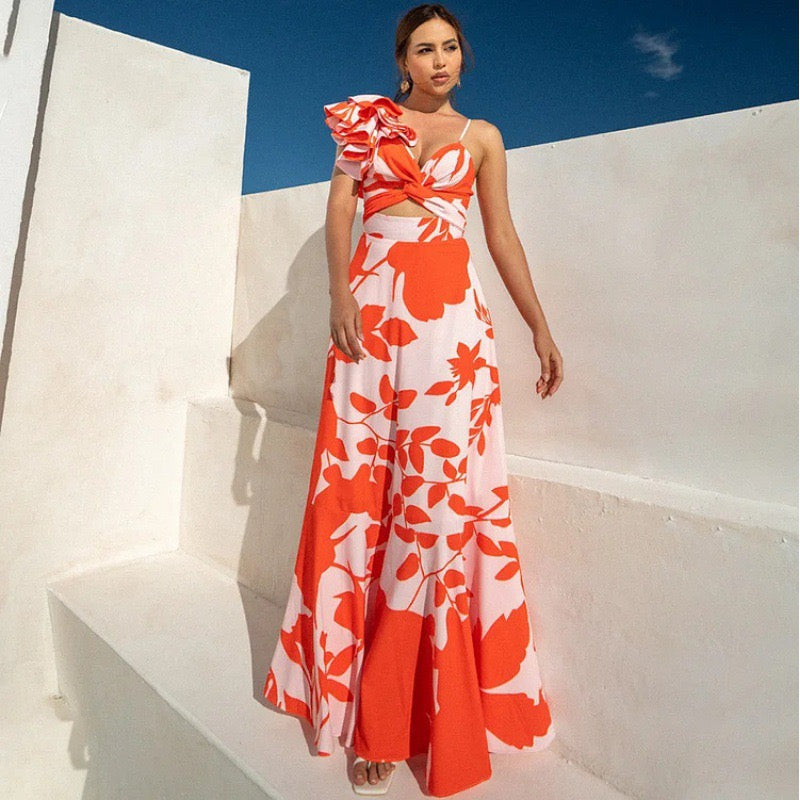 Pankh Jole Ruffle Monokini Swimsuit And Skirt Set