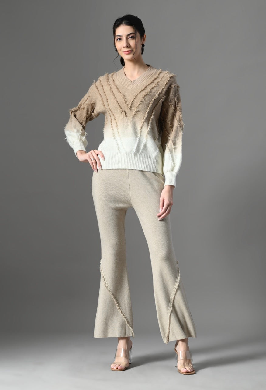 Pankh Luxe Miri Pret Tassel Ombre Sweater and Pant Coord Set