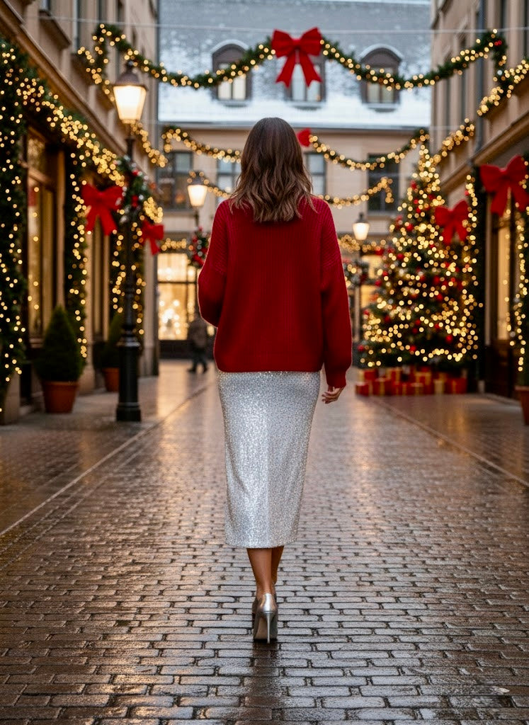 Pankh Isabella Holographic Sequin Long Skirt